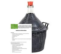 Wine balloon with plastic basket + rubber stopper, glass balloon 5L.