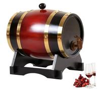 Wine Barrel 1.5L Oak Barrel with Tap Aging Whiskey with Wooden Stand Leak Proof Home Bar Decor Display and Storage for Home Brewer Liquors Wine Beer Burgundy, oak, whisk