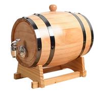 Wine Barrel 1.5L Oak Whiskey Barrel with Tap and Stand Wooden Barrels for Aging Whiskey Dispenser for Spirits Liquor Beer Coffee Bar Decorations Home Display Storage