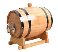Wine Barrel 1.5L Whiskey Barrel with Tap Stand Oak Barrels for Aging Whiskey Wooden Dispenser Coffee Bar Decor for Spirits Liquors Beer Display and Storage - Wine Oak