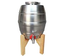Wine Barrel Whiskey Barrel with Wooden Stand, Sealing Leakproof Wine Keg Beer Casks Wine Barrel Dispenser with Tap, Stainless Steel Liquid Storage Container Milk Bucket Oil Bucket, Wine Pail Bucket
