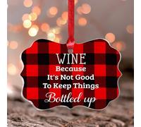 Wine Because It's Not Good To Keep Things Bottled Up Christmas Ornaments Butterfly Christmas Tree Ornament Keepsake Acrylic Christmas Bauble for Festive Holidays Home Decor