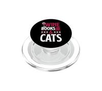 Wine Books And Cats Red Wine Loving Book Reading PopSockets PopGrip for MagSafe