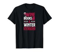 Wine Books and Winter Solstice Red Wine Loving Book Reading Value Graphic T-Shirt, Men, Black, M