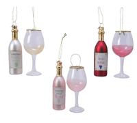 Wine Bottle and Glass Christmas Ornaments - Set of Rosé, Red & White Wine Decorations - Perfect for Wine Lovers & Festive Cheer - Funny Gift, Present, and Festive Tree Decoration (Red Wine)