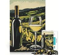 Wine Bottle And Glass in Vineyard 1000 Piece Jigsaws for Adults Brain Sharp Game Smooth Burr Free Surface Fascinating Hobby for Idle Moments (38x26cm)