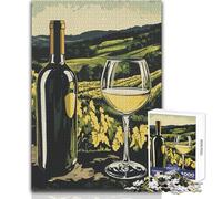 Wine Bottle And Glass in Vineyard Jigsaw for Adults1000 Pieces Interactive Learning Fun Activity Heartwarming Memorable Present Size 38x26cm