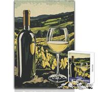 Wine Bottle And Glass in Vineyard Puzzles for Adults 1000 Piece Brain Challenge Learning Game Thoughtful Surprise for Celebrations Size 50x75cm