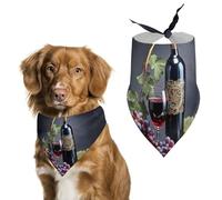Wine Bottle And Grape Dog Bandana Puppy Cat Scarfs Bibs Washable Triangle Kerchief Pet Gifts