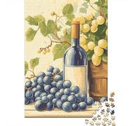 Wine Bottle And Grapes Still Life 1000-Piece Jigsaw Puzzle for Adults, 52x38cm/1000pcs, Relaxing Screen-Free Hobby, Weekend Downtime And Puzzle Lovers