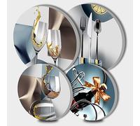 Wine Bottle Art Round Metal Hob Covers Set of 4 Stove Cooker Hob Covers for Cookers Gas Stove Protector Cookware Accessories Modern Cooktop Decor