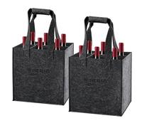 Wine Bottle Bag, 6 Bottles Wine Carrier Bag, 2PCS Reusable Felt Wine Bottle Carrier Bag with Wine Shockpro Protector, for Transporting Beer Liquor Champagne Drinks Party BBQ Picnic (Dark Grey)