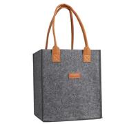 Wine Bottle Bag, 6-Partition Beer Carrier, Reusable Travel Tote, Soft & Sturdy Felt, (Black/Gray, 23x18x26cm), Perfect for Picnic, Camping & Outdoor Events