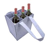 Wine Bottle Bag, Felt Wine Bottle Holder, 6-Compartment Bottle Holder | Portable Felt Alcohol Bottle with Handles for Wedding, Travel, Bit, Light Gray, riferimento alla descrizione, Please refer