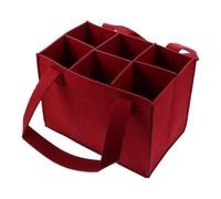 Wine Bottle Bag, Felt Wine Bottle Holder, 6 Compartments Bottle Holder | Portable Felt Alcohol Bottle Tote With Handles For Wedding, Travel, Piq, Red, Se référer au descriptif, Refer to description