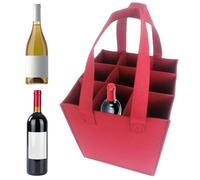 Wine Bottle Carrier Bag For 9 Bottles | Felt Wine Bottle Tote Bag | Portable Wine Bottle Holder Bag | Travel Protective Wine Bottle Bags, Red, Se référer au descriptif, Refer to description
