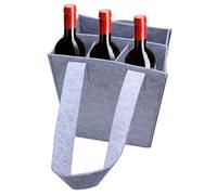 Wine Bottle Carrier - Durable Felt Wine Tote with Six Slots, Portable Travel Organizer | Reusable Drink Holder, Soft Divider Bag for Champagne, Beer, Light Grey, Se référer au descriptif, Refer to