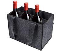 Wine Bottle Carrier - Durable Felt Wine Tote with Six Slots, Portable Travel Organizer | Reusable Drink Holder, Soft Divider Bag for Champagne, Beer, Grey, Se référer au descriptif, Refer to