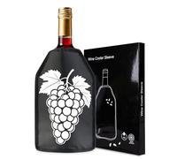 Wine Bottle Cooler, Wine Chiller Bottle Sleeve, Gel Wine Bottle Chill Cooler Ice Pack Sleeve- Freezer Sleeve- Vodka- Tequila Chiller- Cooler- Carrier (Black(White Grape))
