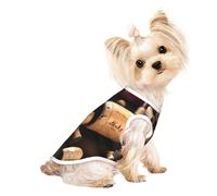 Wine Bottle Cork Print Dog Lightweight Shirt,Summer Cool Breathable Dog t Shirts,Pet Sleeveless Stretchy Clothes