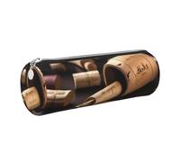 Wine Bottle Cork Print Women Men Pencil Case Cylindrical Lightweight Pen Pouch Office Stationery Organizer