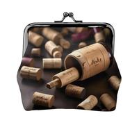 Wine Bottle Cork small wallets woman,wallets for women,coin purse for women,small womens wallet,with zipper and kiss lock, Black, One Size, Art Deco