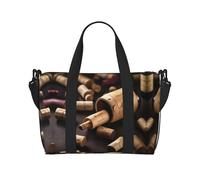 Wine Bottle Cork Versatile Personal Item Travel Bags for Women - Spacious Duffel Bags for Traveling, Gym Bags for Men, Black, One Size
