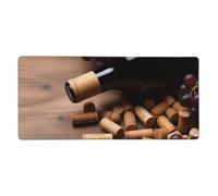Wine Bottle Corks Grapes Desk Pad Protector Leather Office Desk Mat XXL Large Gaming Mouse Pad Non-Slip Waterproof Desktop Computer Keyboard Mat for Office Home 35.5 X 16 in