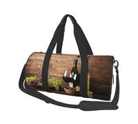 Wine Bottle Corks Grapes Duffle Bag With Shoes Compartment And Adjustable Strap,Foldable Travel Duffel Bags For Men Women,Waterproof Duffel Bags, Black, One Size