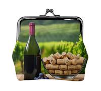 Wine Bottle Corks Grapes print Coin Purse Small Change Purse Card Holder Coin Pouch Small Wallet for Women and Men, Black, One Size, Vintage