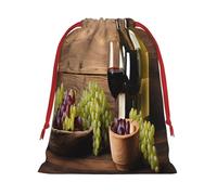 Wine Bottle Corks Grapes -Print Soft Drawstring Gifts Bags Pouches For Wedding Favors & Party Events, Bulk Storage (Multi-Use) S Size