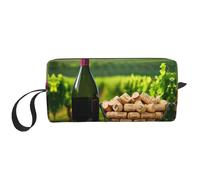 Wine Bottle Corks Grapes print Travel Toiletry Pouch, Pencil Bag Canvas Makeup Bag, Multi-Purpose Cosmetic Bag with Zipper, White, One Size