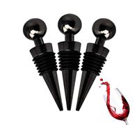 Wine Bottle Corks, Zinc Alloy Wine Stoppers Reusable Sealing Caps for Saving Wine Champagne Prosecco (Pack of 3, Black)
