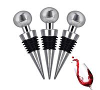 Wine Bottle Corks, Zinc Alloy Wine Stoppers Reusable Sealing Caps for Saving Wine Champagne Prosecco (Pack of 3, Silver)