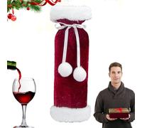 Wine Bottle Cover - 27x12cm Christmas Decorations Velvet Plush Wine Bottle Bag, Red Cover with Drawstring for Holiday Party Table Decor, Dress Up - Home Restaurant Use