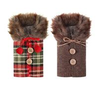Wine Bottle Cover - Christmas Bottle Bag | Bottle Cover with Faux Collar Button Coat | Christmas Wine Bottle Cover Decorations for Christmas, Wedding, Birthday, Holiday