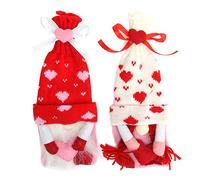 Wine Bottle Cover Cloth, 2 Pieces Reusable Protector Bag, Faceless Doll Style, Handmade Gift - Decorative Holiday Accent, Vibrant Colors for Parties and Home