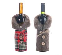 Wine Bottle Cover with Holiday Striped Plaid Skirt to Add Festive Charm and Enhance Table Decor during Seasonal Gatherings (2pcs)