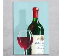 Wine Bottle & Glass Ceramic Tile Picture Bar Plaque Sign Wall Art By L Hammet 30x20cm