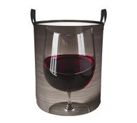 Wine Bottle Glass Print Round Laundry Hamper Waterproof Storage Basket Washable Clothes Organizer Bedroom