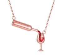 Wine Bottle & Goblet Stainless Steel Cremation Jewelry For Ashes For Women Engravable Keepsake Urn Necklace Loss Of Loved Ones Memorial Jewelry, Stainless Steel, No Gemstone