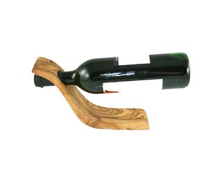 Wine Bottle Holder 'Wave' Made Of OLIVE WOOD