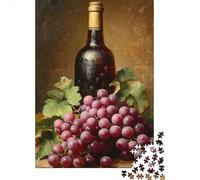 Wine Bottle Jigsaw Puzzle for Adults 1000 Piece Jigsaw Puzzle Paper Material Grape Still Life Home Decor Family Activity Relaxation Focus Gift 52x38cm/1000pcs