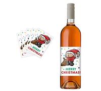 Wine Bottle Label Santa Mooney Design Christmas Secret Santa Gift for Men & Women Pack 5