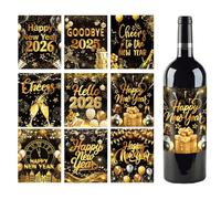 Wine Bottle Labels | Self-adhesive 2026 Happy New Year - Stickers for Celebrating the New Year - For Women Girls Teens Sportsmen Family Friends Colleagues