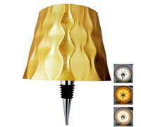 Wine Bottle Lamp, LED Rechargeable Wireless Bottle Lamp Shade for Liquor Bottles 3 Color Dimmable Table Lamp with Touch Control for Bars, Restaurants, Bedrooms & Outdoor (Gold)