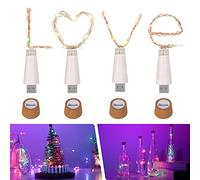Wine Bottle Light, Umiwe Rechargeable USB Cork Light Fairy Led String Light Lamp for Bottle DIY Party Wedding Home Christmas Decor (4 Pcs, Multicolour)