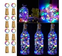 Wine Bottle Lights with Cork, 8 Pack Battery Operated LED Cork Shape Silver Copper Wire Colorful Fairy Mini String Lights for DIY, Party, Decor, Wedding Indoor Outdoor Multicolor
