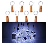 Wine Bottle Lights with Cork 8 Pcs Cool White Fairy Lights Battery Operated | 2m 20 LED Flexible Copper Wire Lights for Bottles Perfect for Party, Wedding, Christmas DIY Indoor/Outdoor Table Decoration