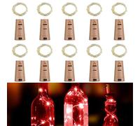 Wine Bottle Lights with Cork,RcStarry 7Ft/2M 20 LEDs Cork Lights for Bottle 10 Pack,Silver Wire Bottle Lights for DIY, Party, Decor, Christmas, Halloween,Wedding(Red)